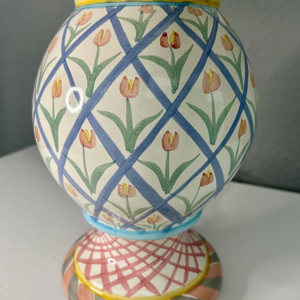 Vintage Bearded Iris Mackenzie Childs Table Lamp Cottagecore 1994 Whimsical - Picture 3 of 11